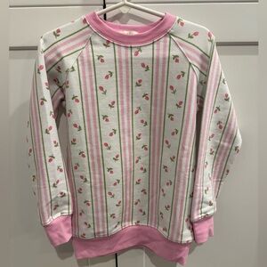 Pink and White Striped Kids Sweatshirt